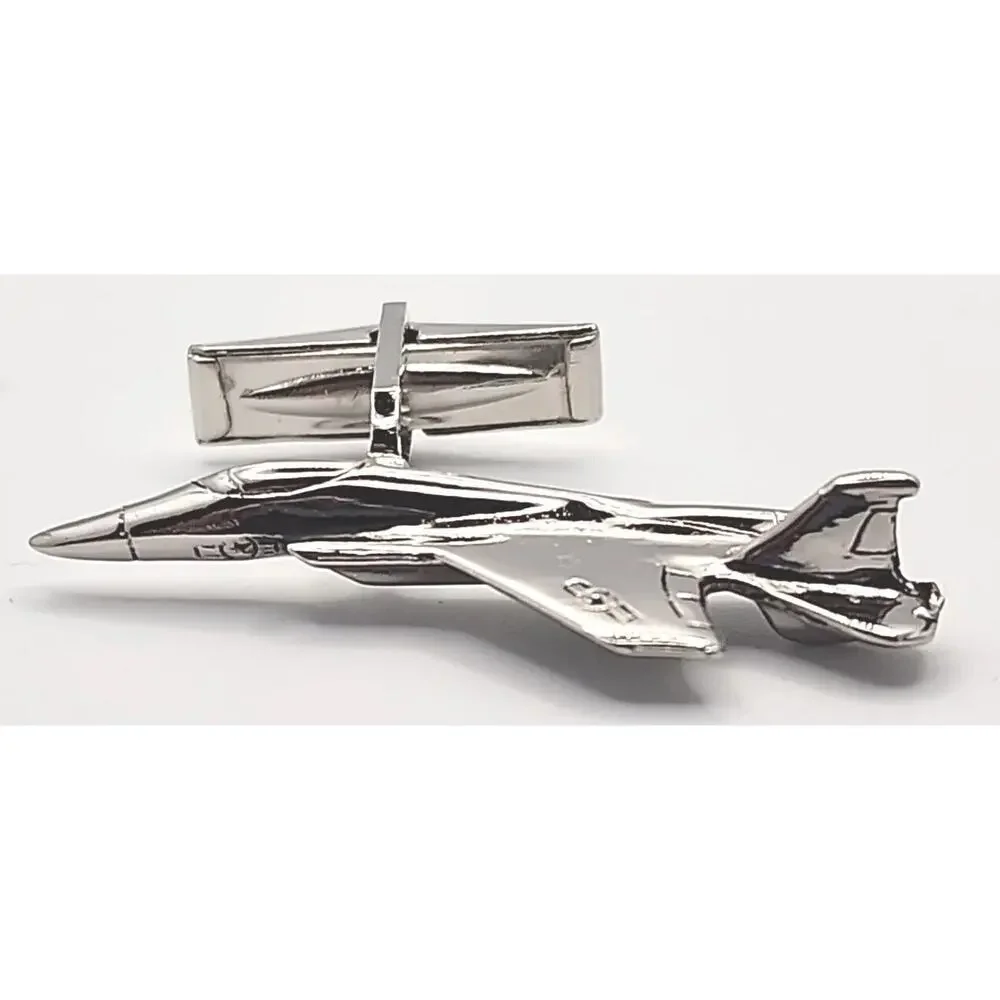 Vtg 1970's McDonnell Douglas F-15 Silver Tone Pewter Fighter Jet Cuff Links PB93